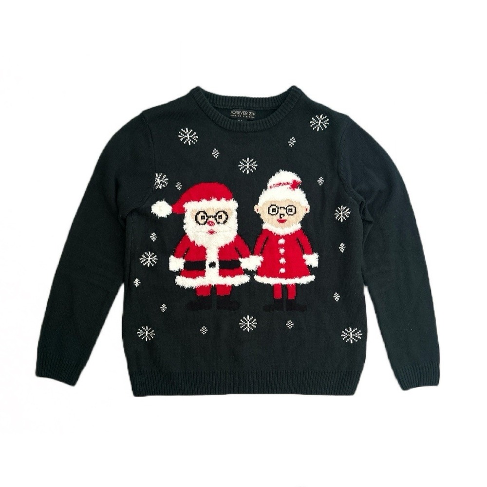 Forever 21 Plus Sizes Women's Ugly‎ Christmas Sweater Santa & Mrs Claus Size XL
